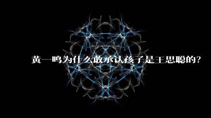 黄一鸣为什么敢承认孩子是王思聪的？
